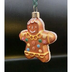 Gingerbread Man Double-sided Each Side Different Glass Christmas Ornament Poland